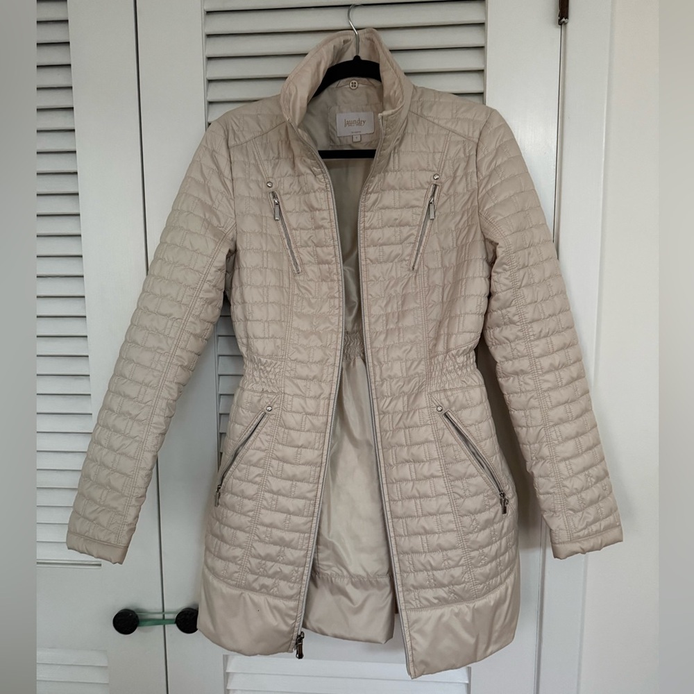 Laundry By Shelli Segal Women's Cream Quilted Puffer Jacket